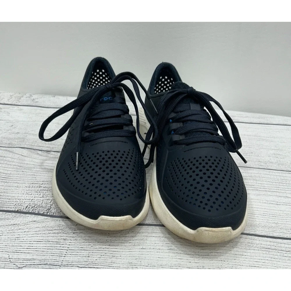 Crocs Lite Ride Pacer Mens Navy Breathable Lace Up‎ Sneakers Shoe Size 7